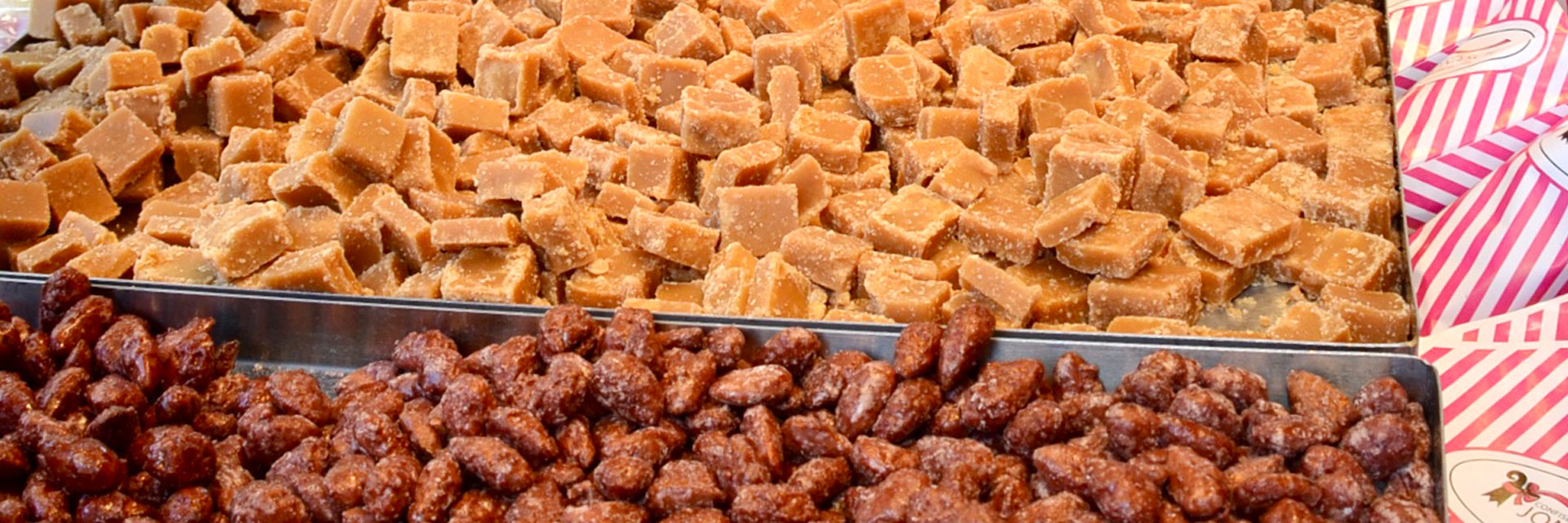 Confiserie, Süsswaren, Gebäck, Magenbrot, gebrannte Mandeln, Rahmtäfeli, Süsswaren, Erdbeeren, Jonasch, Basel